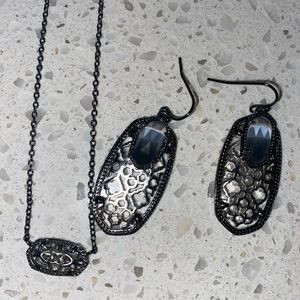 Kendra Scott gunmetal earrings and necklace set
